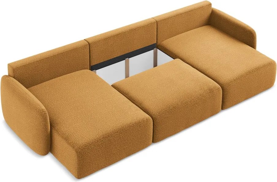 Divano angolare arancione allungabile/con contenitore Kalena – Makamii