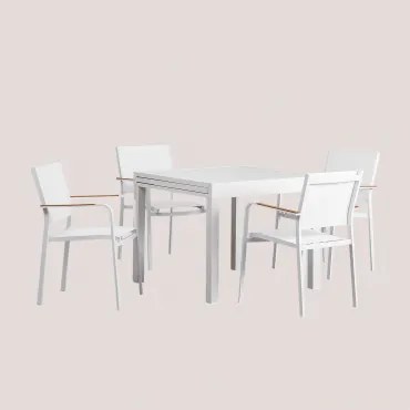 Set di Tavolo Rettangolare Allungabile in Alluminio (90-180x90 cm) - Sklum