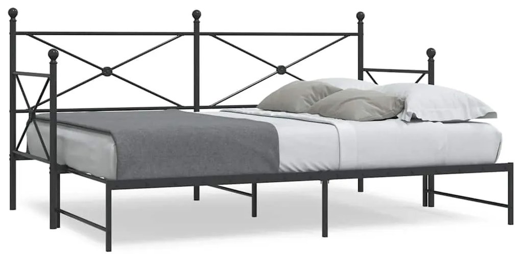Divano Letto Estraibile Senza Materasso Nero 90x200 Cm Acciaio /