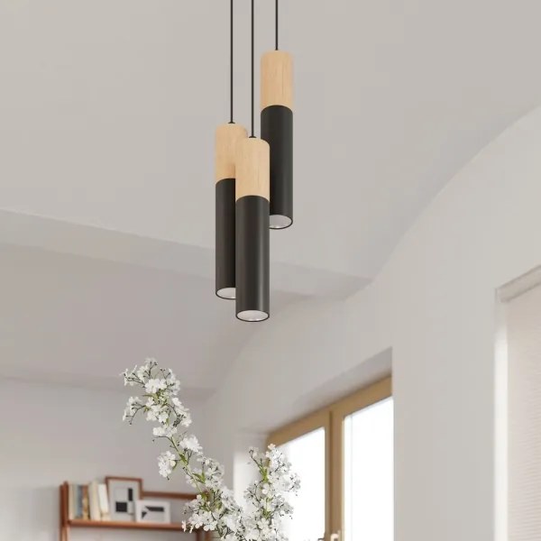 Sollux SL.0632 - Lampadario a sospensione con filo PABLO 1xGU10/40W/230V nero