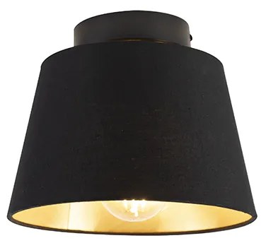 Plafoniera con paralume in cotone nero con oro 20 cm - Combi Black