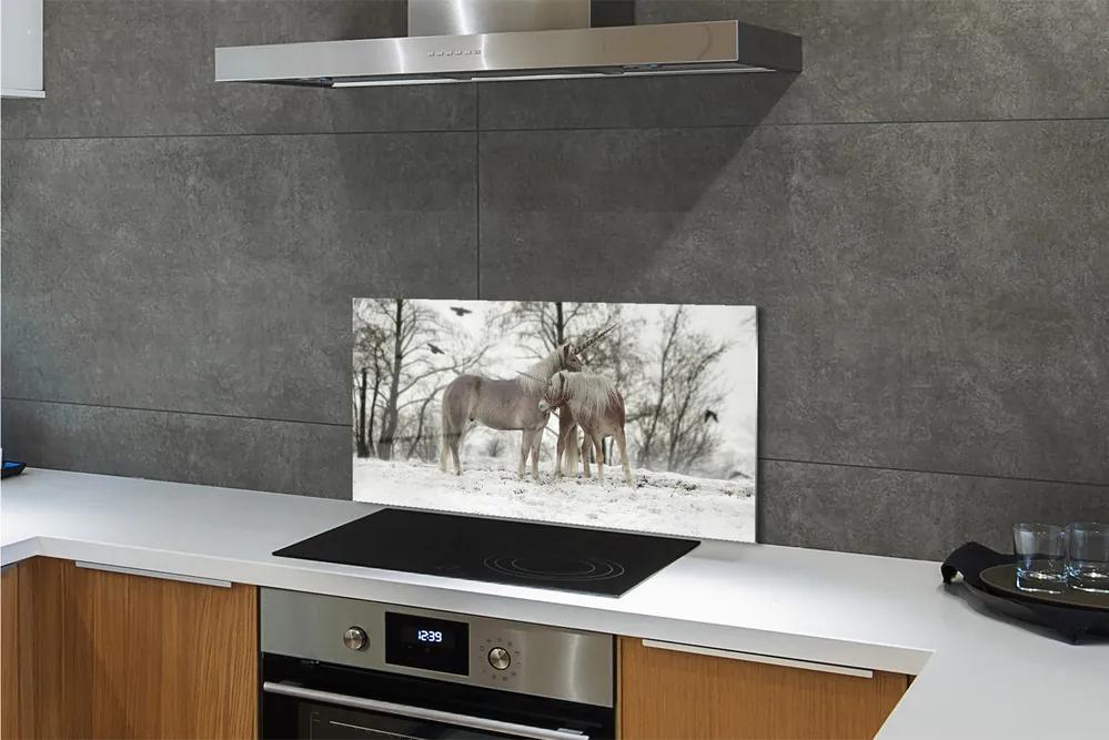 Pannello rivestimento cucina Unicorni della foresta invernale 100x50 cm