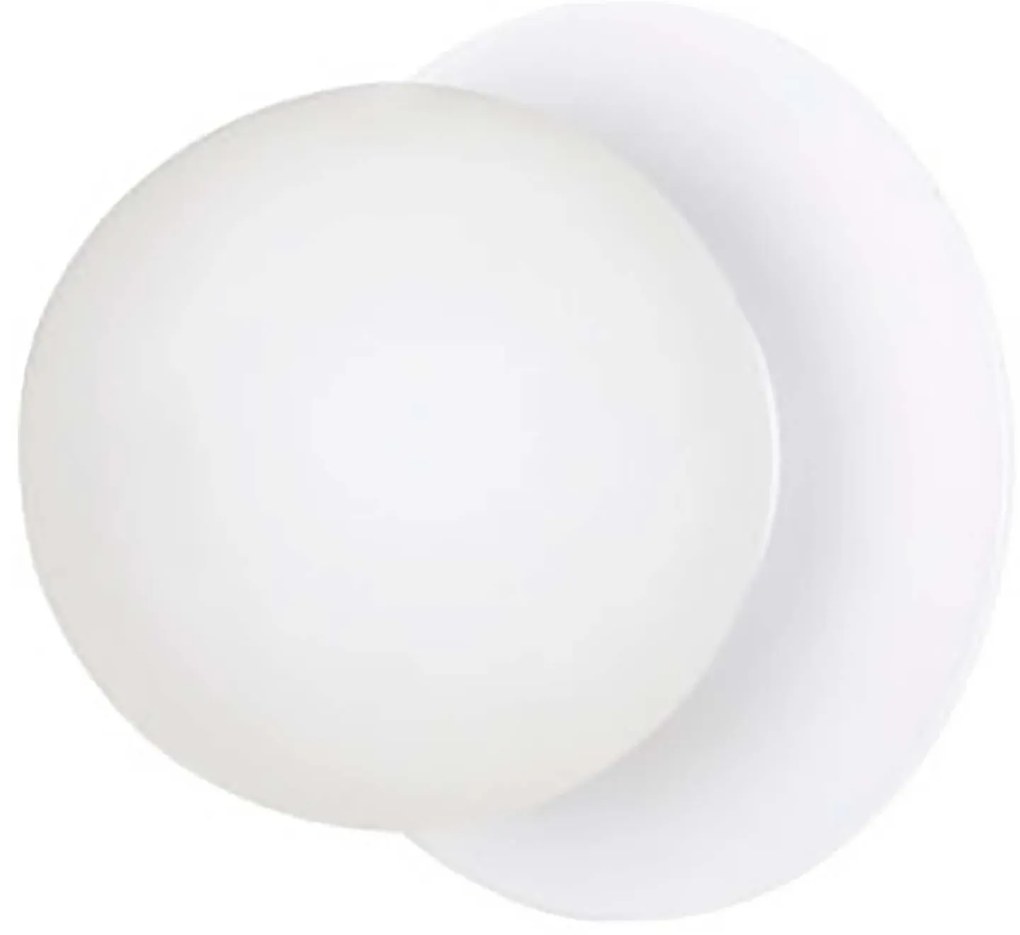 Applique 1 Luce Inari In Acciaio Bianco E Sfera In Vetro Opalino