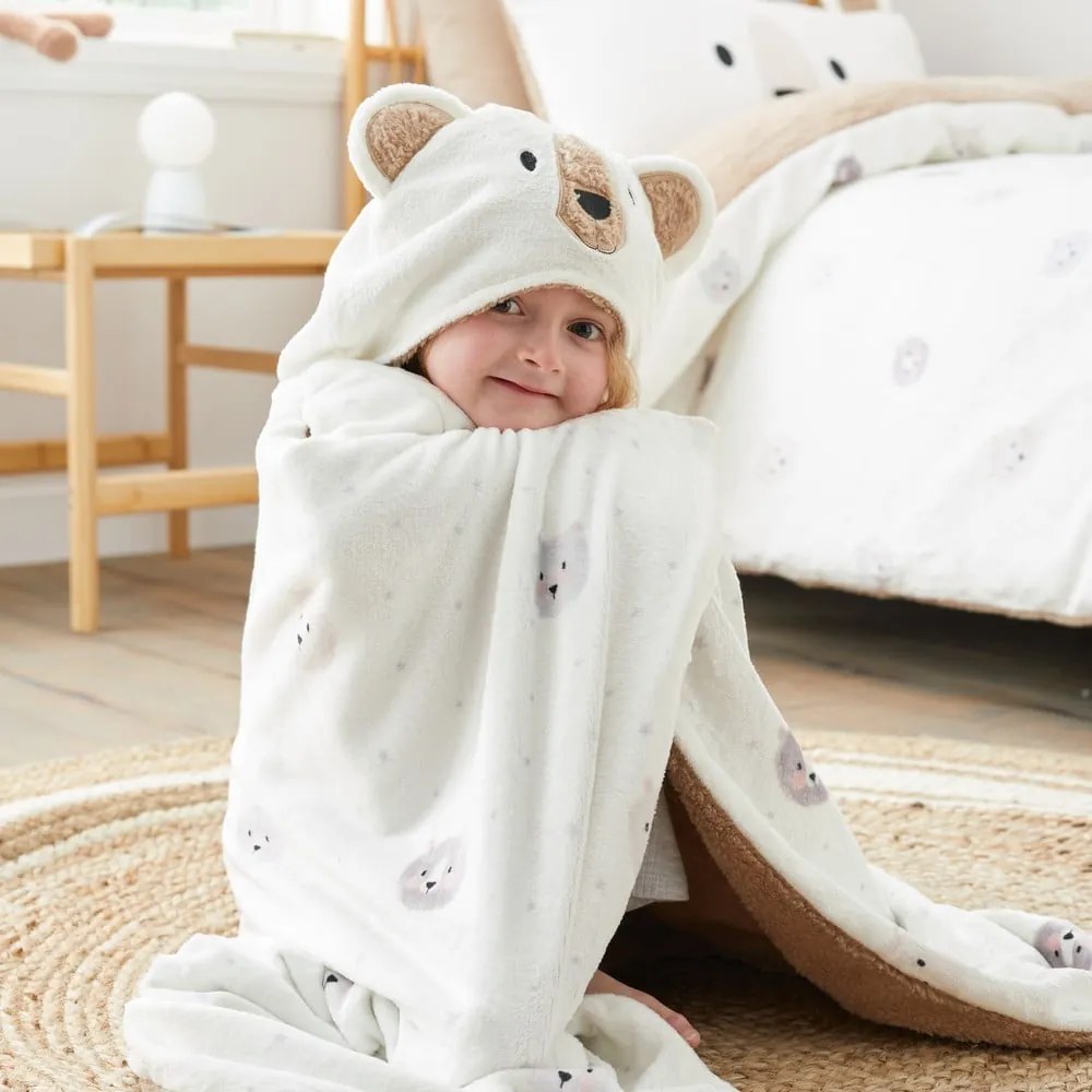 Coperta da bambini con cappuccio marrone e color crema in micropile 90x125 cm Cosy Bear – Catherine Lansfield