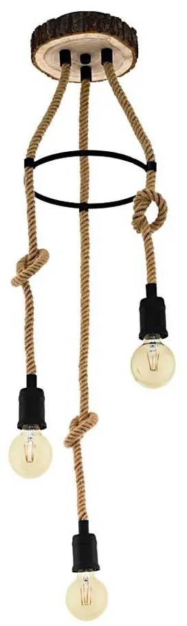 Eglo 43423 - Lampadario su corda RAMPSIDE 3xE27/40W/230V