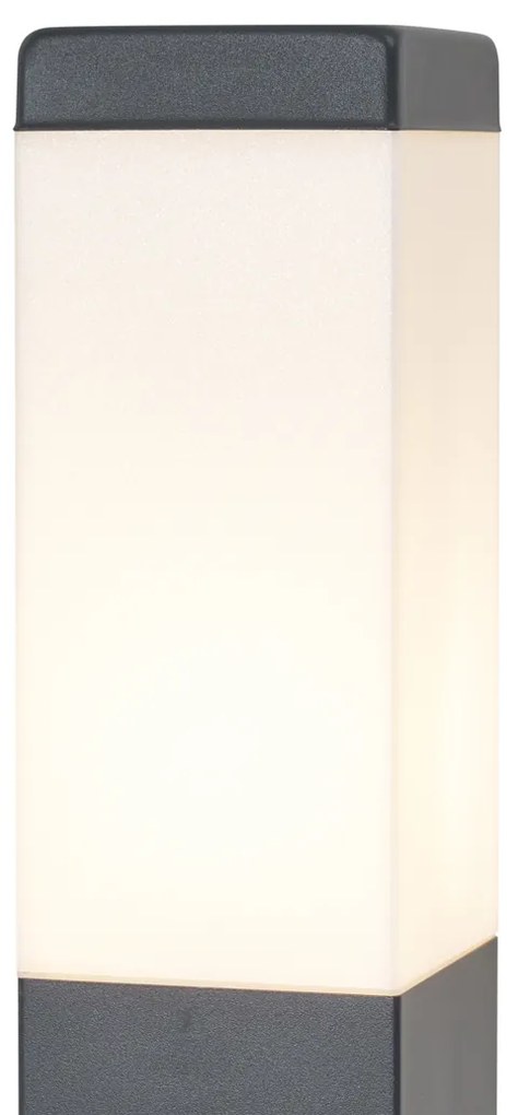 Lampada da esterno grigio scuro con vetro opale 80cm IP44 con presa e sensore di movimento - Malios