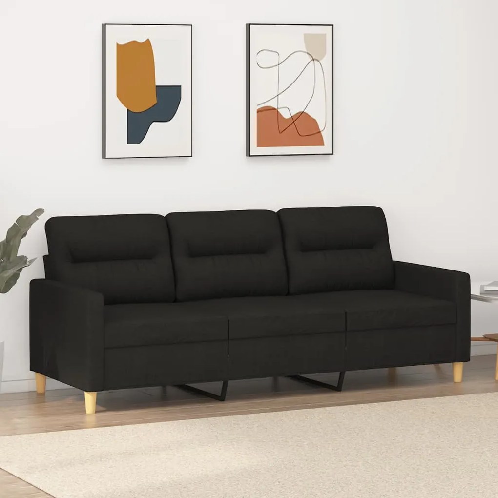 Divano A 3 Posti Nero 180 Cm İn Tessuto /