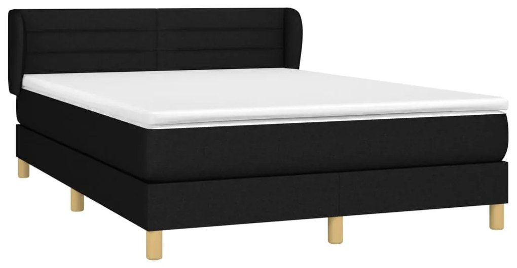 Giroletto a molle con materasso nero 140x200 cm in tessuto