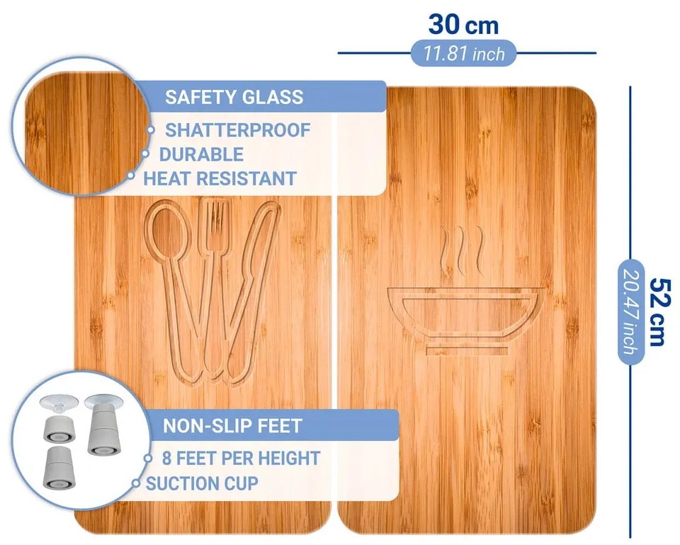 Set di 2 copri stufe in vetro, 52 x 30 cm Lunch - Wenko