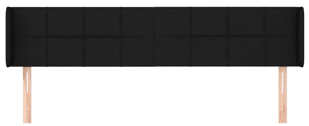 Testiera ad orecchio nera 203x16x78/88 cm in tessuto