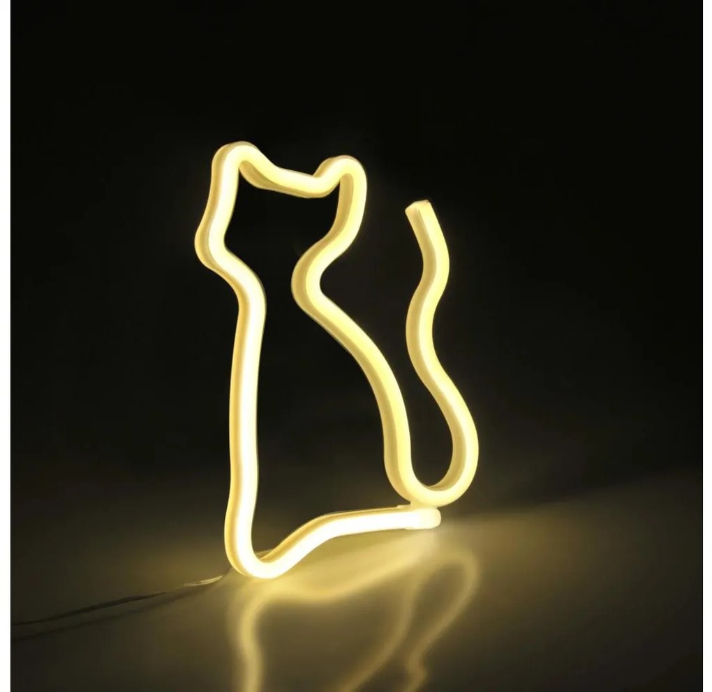 LED Decorazione murale al neon CAT LED/3W/3xAA USB giallo