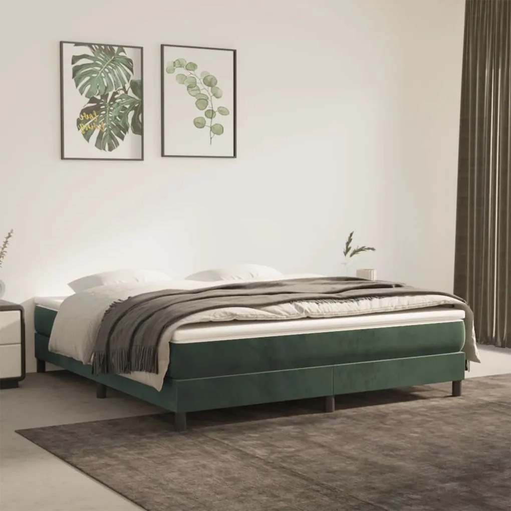 Materasso A Molle Verde Scuro 180x200x20 Cm İn Velluto /