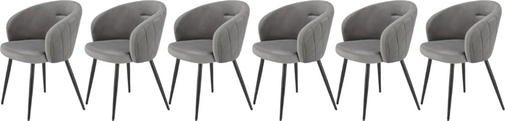 Set di 6 sedie K430 in velluto grigio