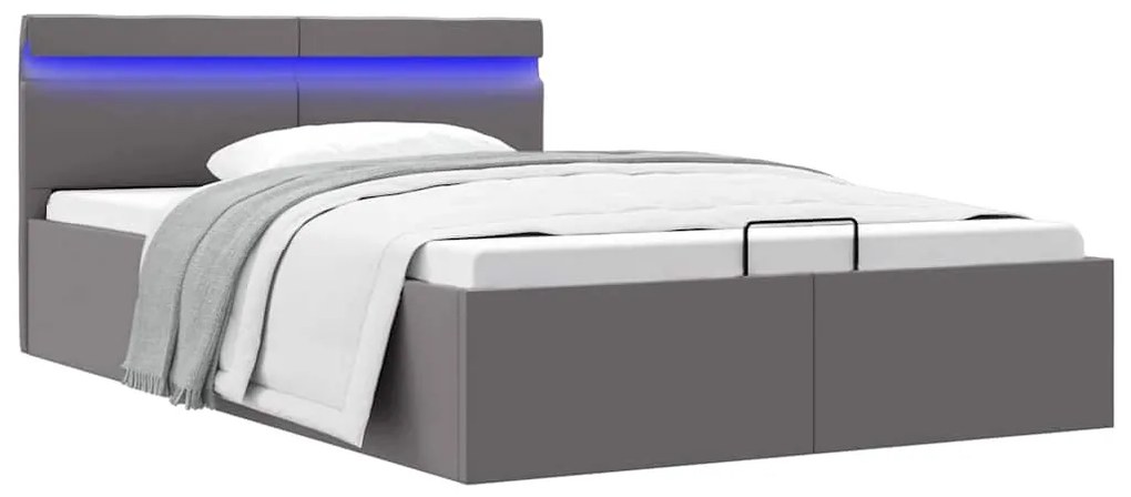 Giroletto Contenitore Idraulico Led Grigio Similpelle 140x200cm /