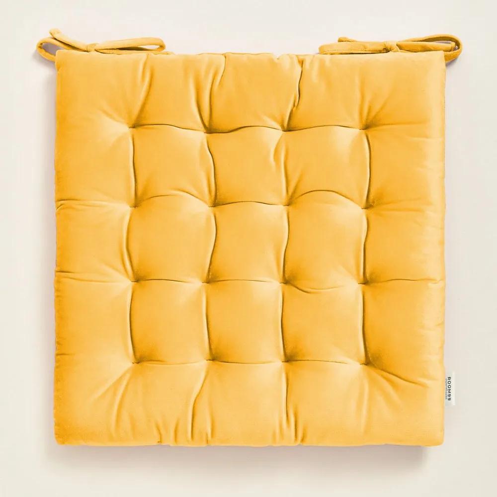 Lussuoso cuscino per sedia in velluto giallo 40x40 cm