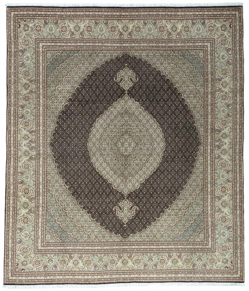 Tabriz Tappeto 290x250 Nero (Iran) Annodato A Mano