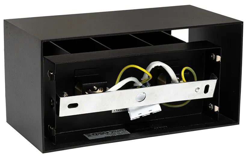 Applique da parete moderna nera rettangolare 2 luci - Edwin