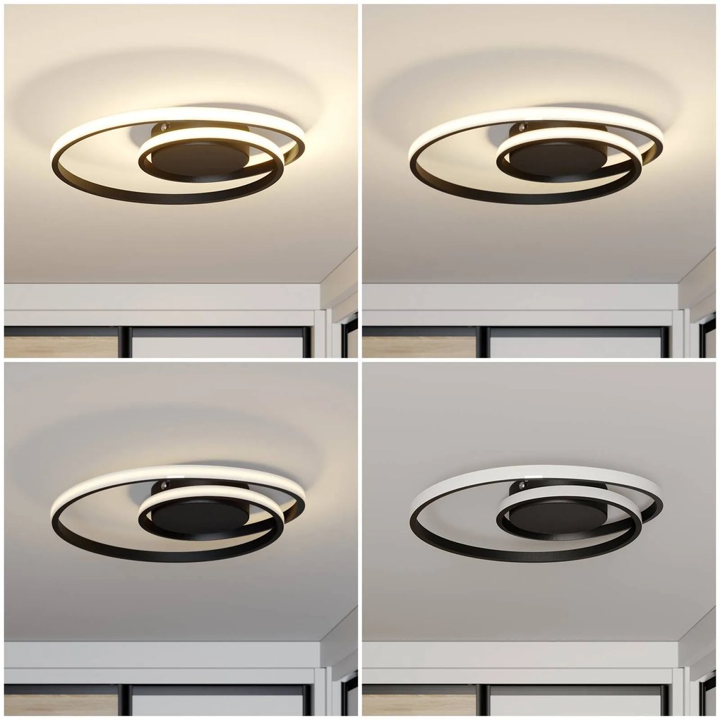 Lindby Kyron plafoniera LED nero satinato