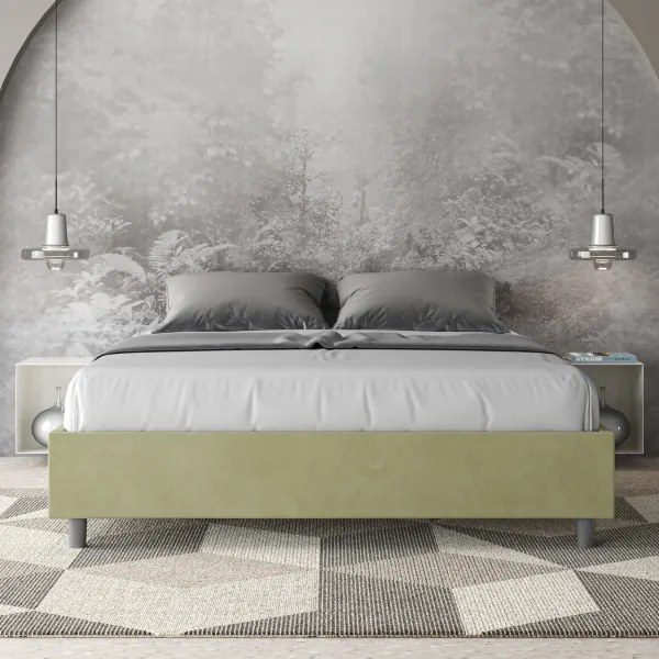 Letto contenitore da 160x190 in microfibra tč verde Azelia