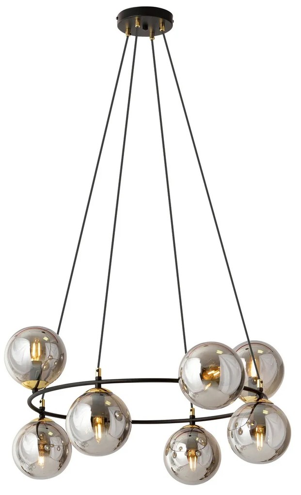 Lampadario a Sospensione AZURA 8 in Acciaio e Vetro 8xE14