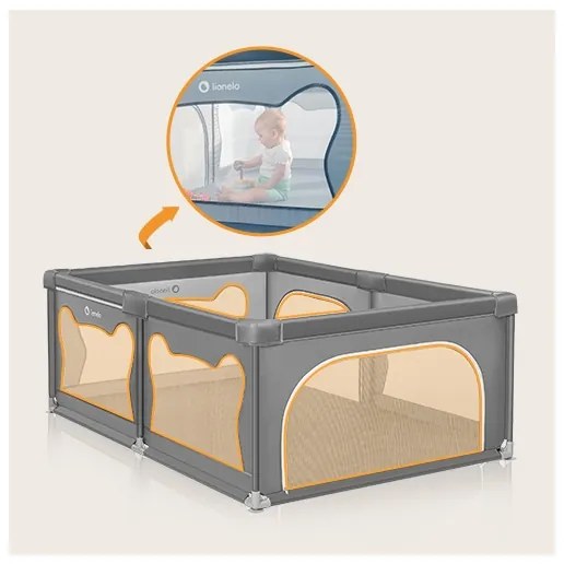 Lionelo - Box giochi WILLOW grigio