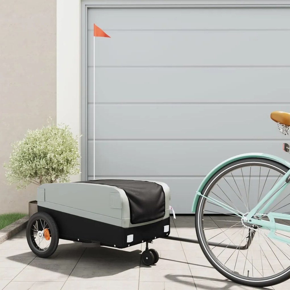 Rimorchio Da Bici Nero E Grigio 30 Kg İn Ferro /