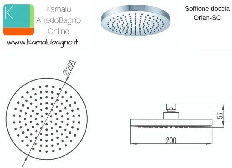 Kamalu - soffione doccia circolare 20cm modello orian-sc
