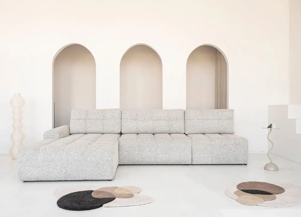 Divano angolare componibile beige allungabile/con contenitore (con penisola a sinistra) Lulu – Miuform