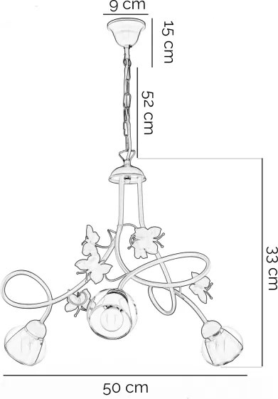 ONLI - Lampadario per bambini BUTTERFLY  3xE14/6W/230V