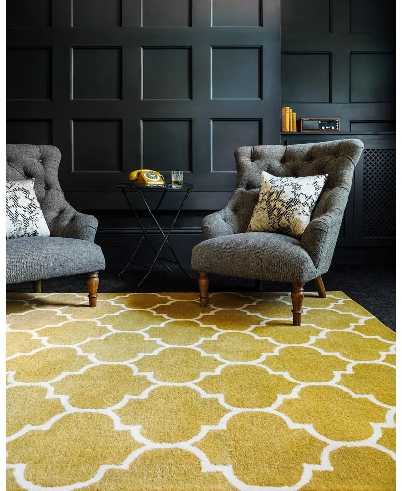 Tappeto in lana giallo ocra tessuto a mano 160x230 cm Albany - Asiatic Carpets