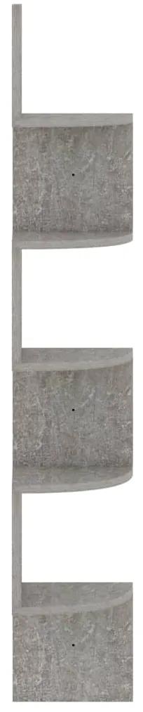Scaffale Angolare a Muro Grigio Cemento 19x19x123cm Multistrato