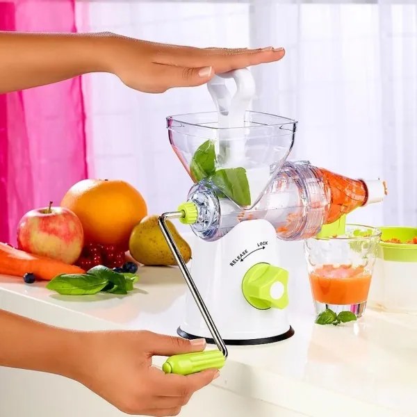 Trade Shop - Spremiagrumi Manuale Per Frutta E Verdura A Manovella Centrifuga Separa Succo