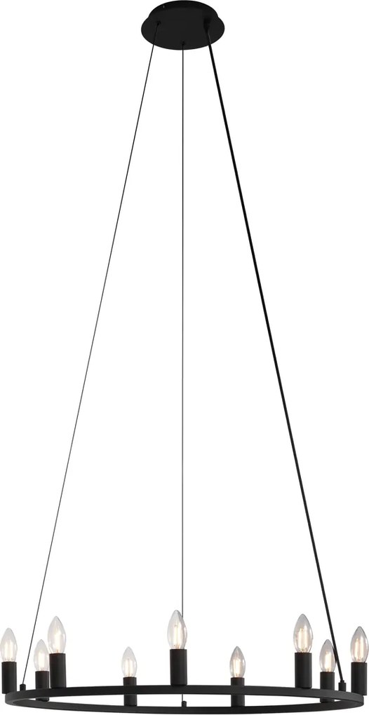 Lampada a sospensione smart nera a 9 luci con WiFi C35 - Knight