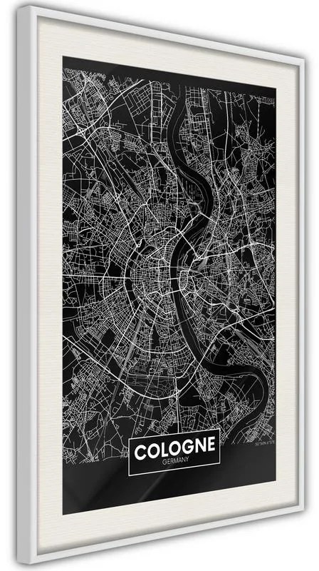 Poster  City Map: Cologne (Dark)  Cornice Quadri Cornice d'oro con passe-partout, Larghezza x Altezza Home decor 40x60