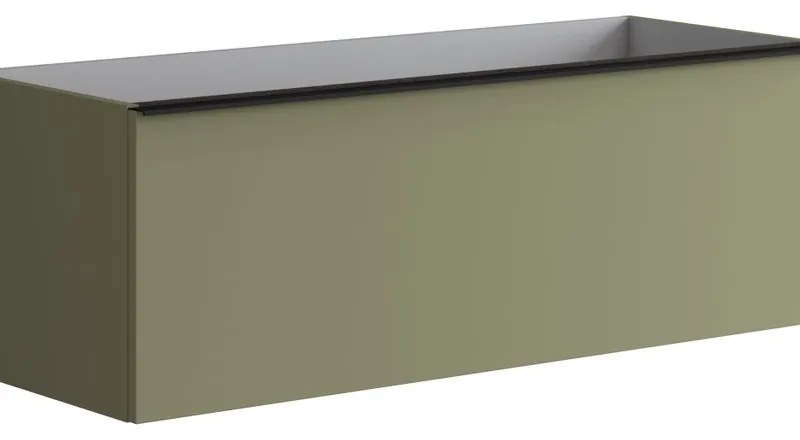 Mobile da bagno sotto lavabo Pixel plain frontale verde salvia e maniglia alluminio nero laccato opaco L 120 x H 40 x P 45.5 cm 2 cassetti, lavabo non incluso