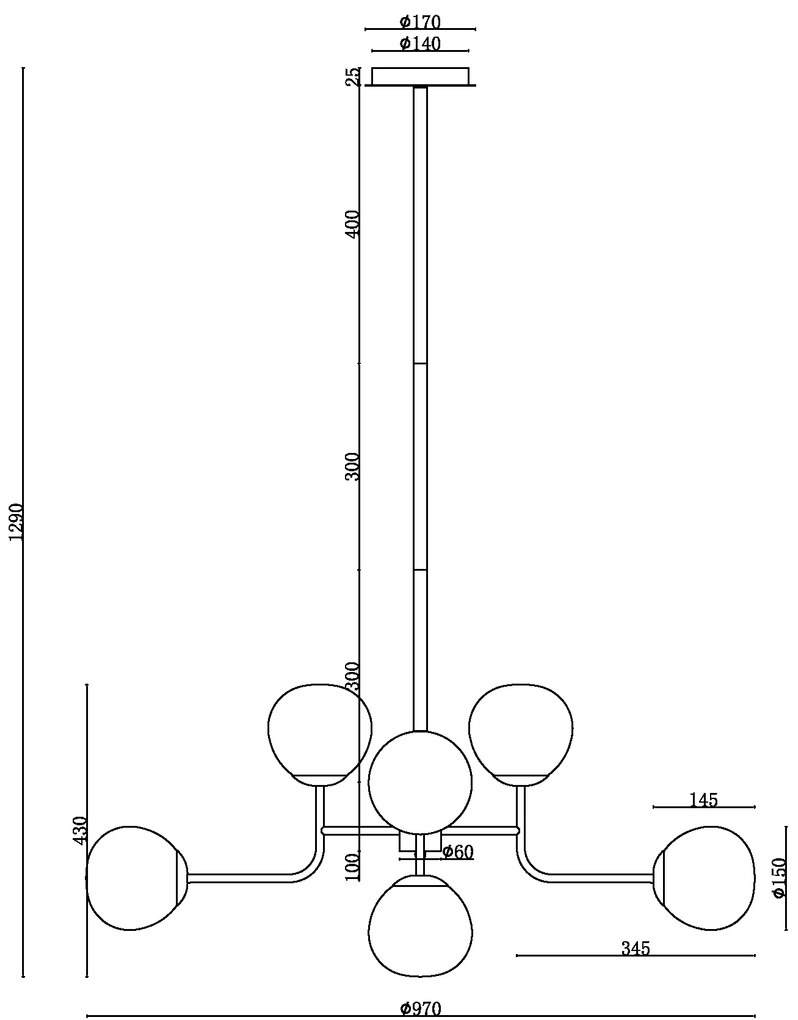 Lampadario Sospensione Erich In Metallo Nichel 8 Luci E Diffusori Bianchi