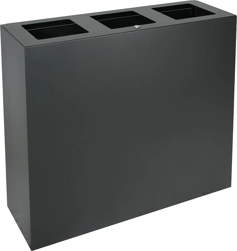 Pattumiera per Raccolta Differenziata 3 Scomparti Capacità 180 lt 90x30x80 cm in Acciaio Antracite...