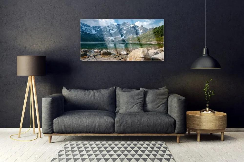 Quadro acrilico Montagne del lago della foresta di Tatry 100x50 cm