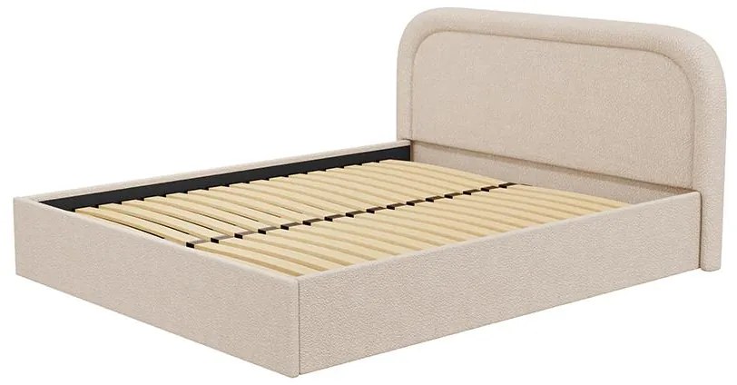 Letto con contenitore 180 x 200 cm Tessuto bouclette Beige + Materasso - FIREZA