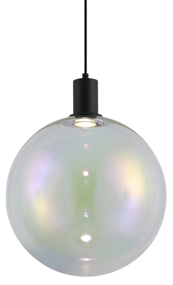 Lampada a sospensione di design nera con vetro trasparente 35 cm - Mallon