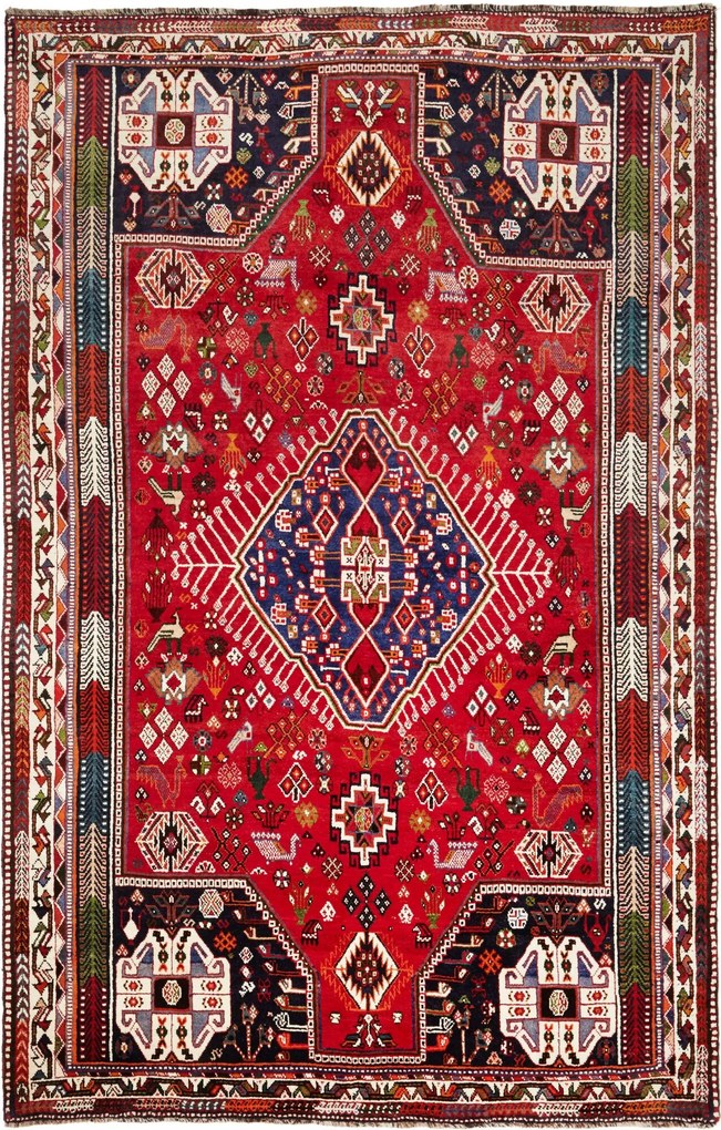 Gashghai Tappeto 270x180 Rosso (Iran) Annodato A Mano