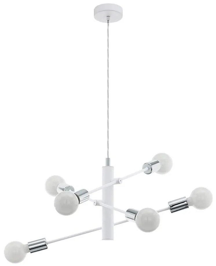 Eglo 98016 - Lampadario a sospensione con filo GRADOLI 6xE27/60W/230V bianco
