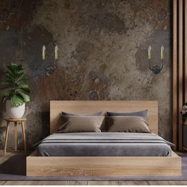 Applique AKASYA 2xE14/15W/230V nero/oro