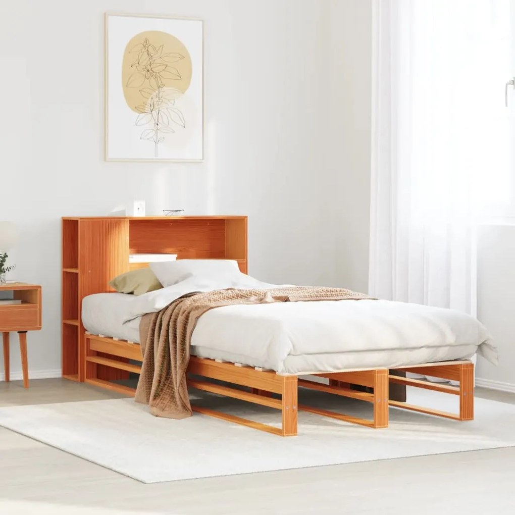 Letto libreria senza materasso marrone cera 100x200 cm legno