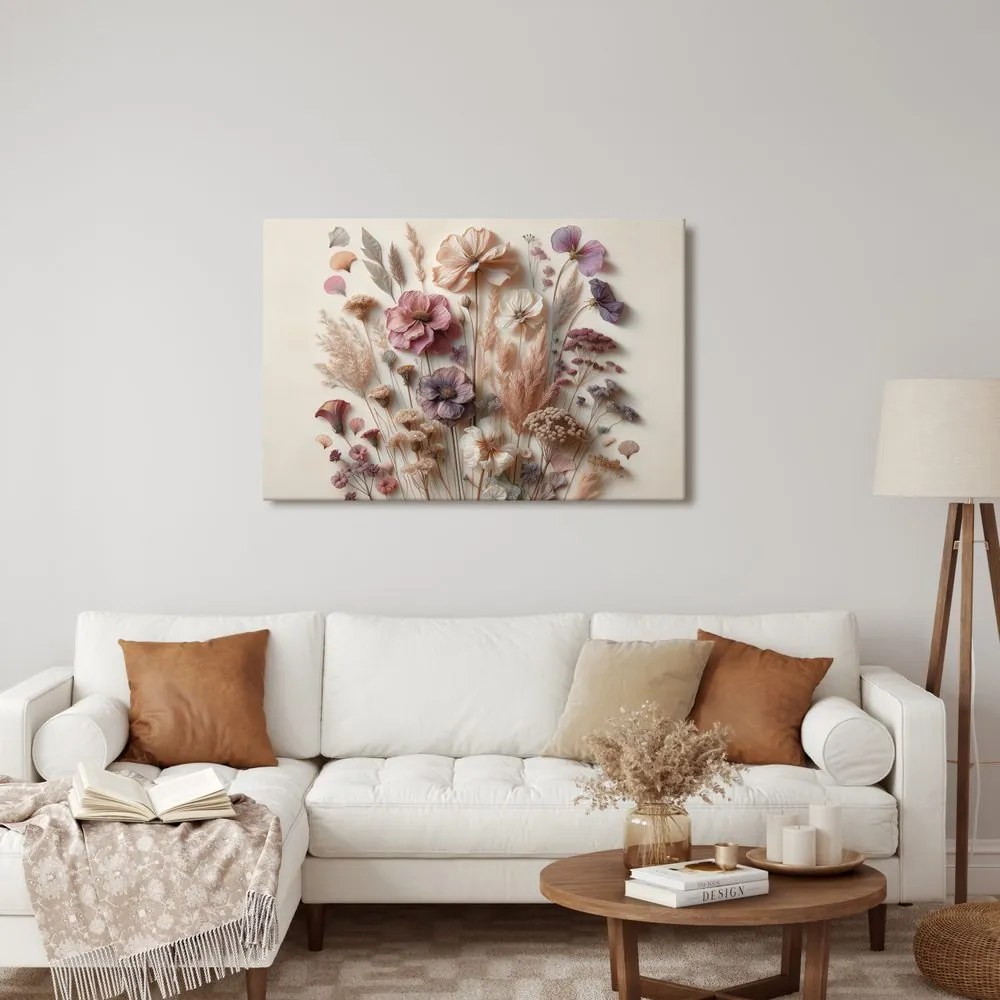 Quadro su tela – Fiori vintage su sfondo chiaro