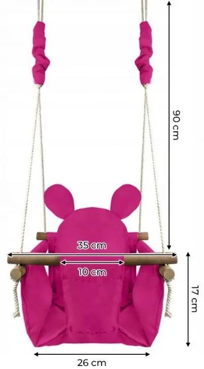 Altalena per bambini a forma di orsacchiotto rosa