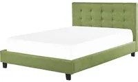 Letto imbottito tessuto verde rete a doghe testiera trapuntata 180 x 200 cm