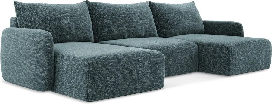 Divano angolare turchese allungabile/con contenitore Kalena – Makamii