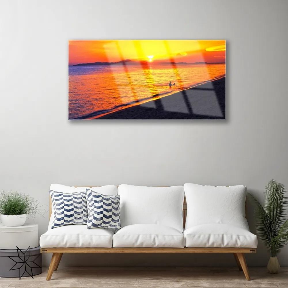 Quadro acrilico Mare, sole, paesaggio da spiaggia 100x50 cm