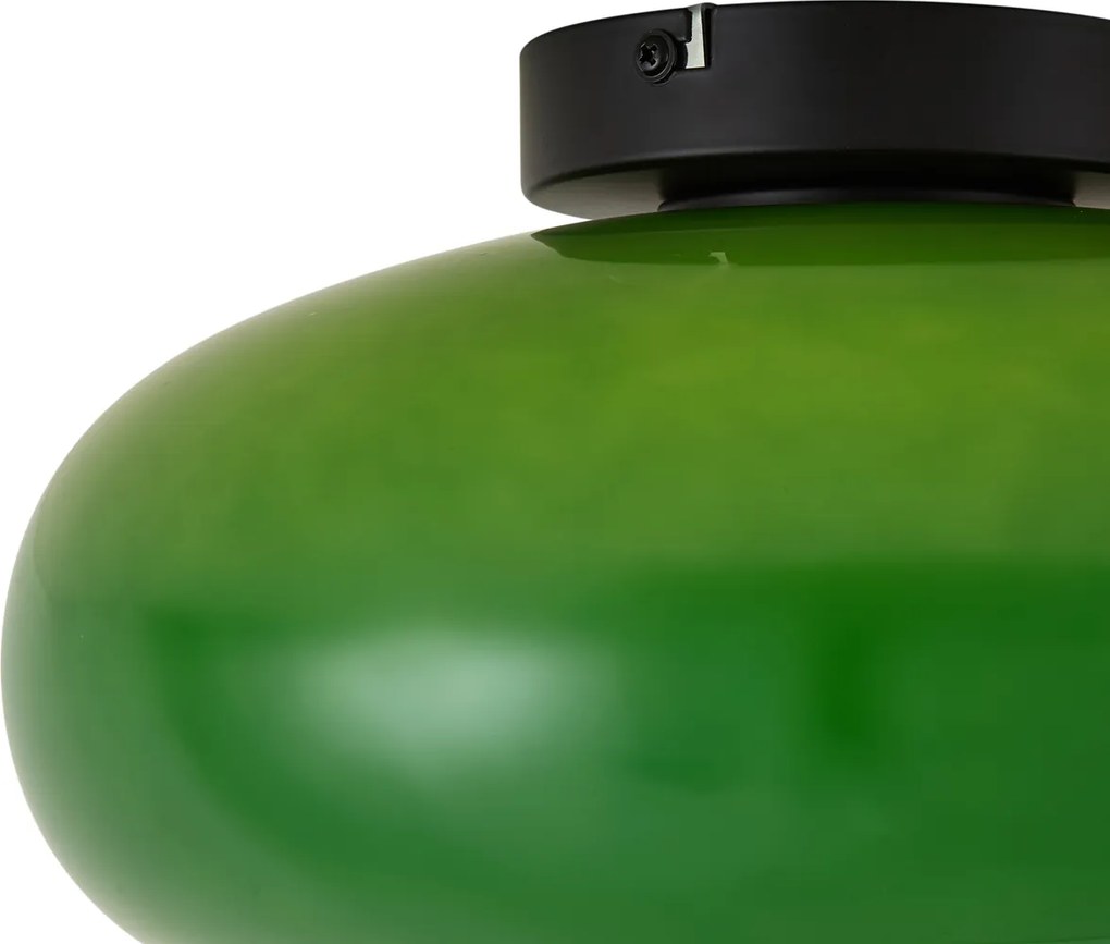 Plafoniera retrò nera con vetro verde 30 cm - Glaze